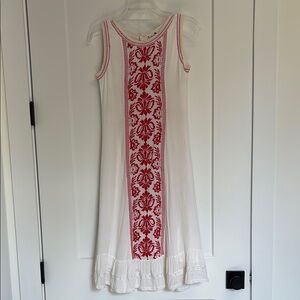 Revolve Tularosa Kirsten White and Red Floral Embroidered Dress, XS